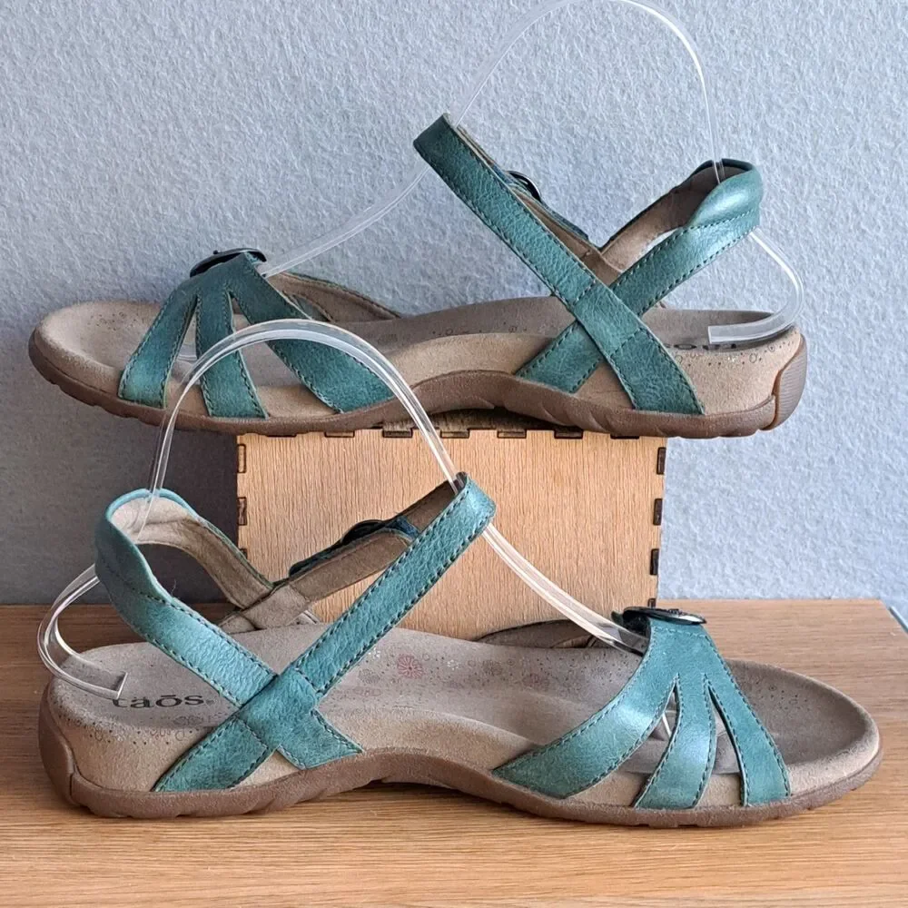 Taos Footwear Teal Leather Adjustable Strap Sandals for Women - Picture 6 of 13